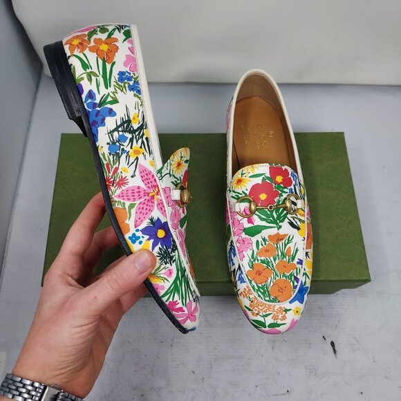 Gucci X KEN SCOTT Jordaan Floral White Horsebit Loafer Shoe - Picture 5 of 11
